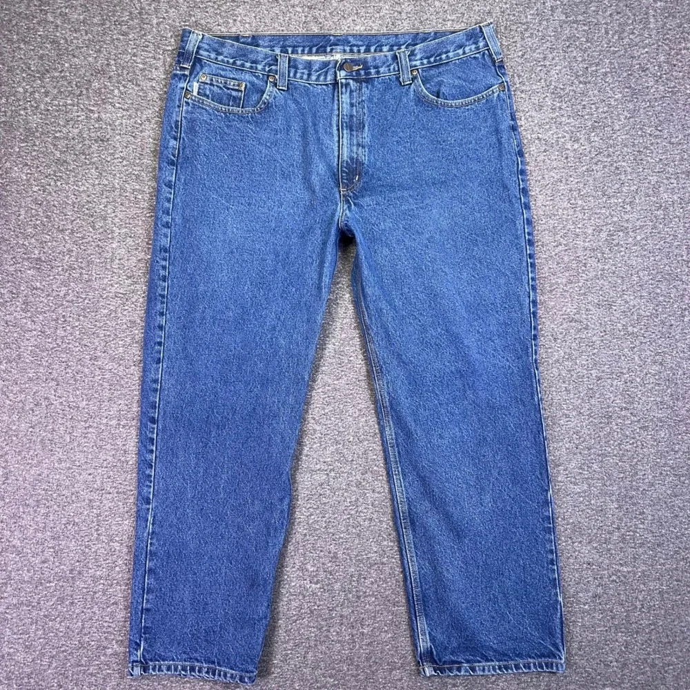 Carhartt Jeans Mens 42x29 Blue RelaxedWorkwear B480-DVB Straight Rugged Denim‎
